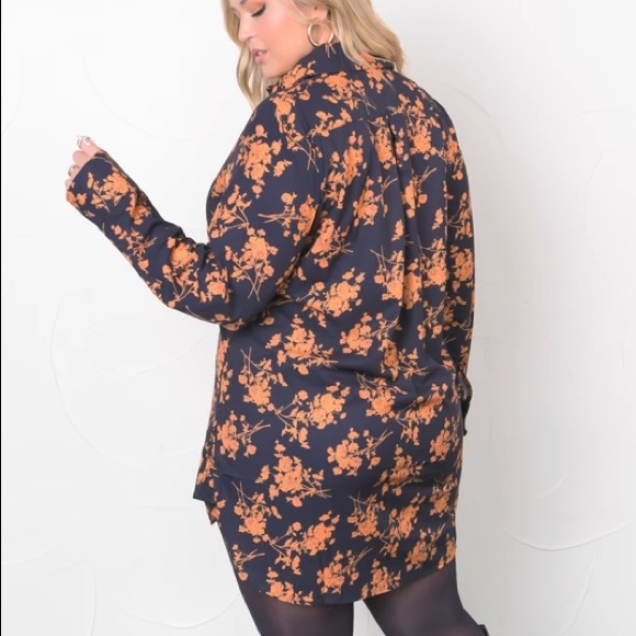 Plus Black & Gold Button Up Shirt Dress - Picture 2 of 3